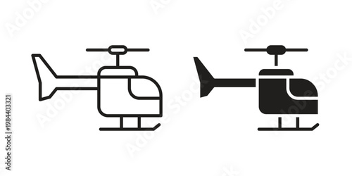 Helicopter icon outline and solid set. Graphic icons