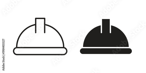Helmet icon outline and solid set. Graphic icons