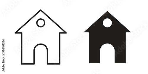 Home icon outline and solid set. Graphic icons