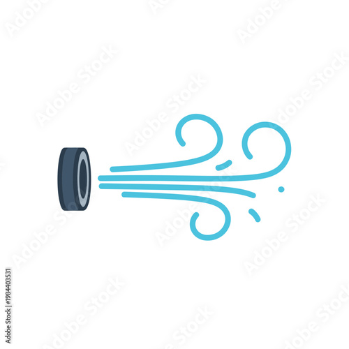 Car Tire with Speed Lines Vector Illustration