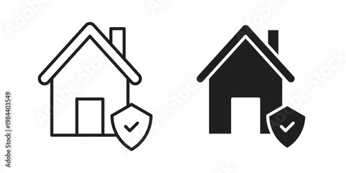 Home insurance icon outline and solid set. Graphic icons