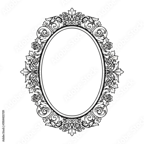 Ornate Oval Frame Border Design.