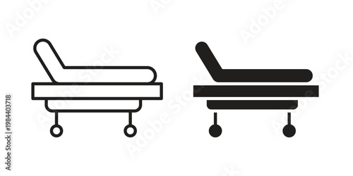 Hospital bed icon outline and solid set. Graphic icons
