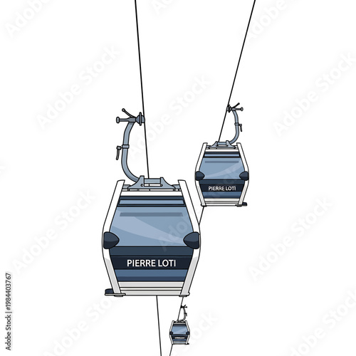 Vector Illustration of Pierre Loti Cable Cars in Istanbul Turkey