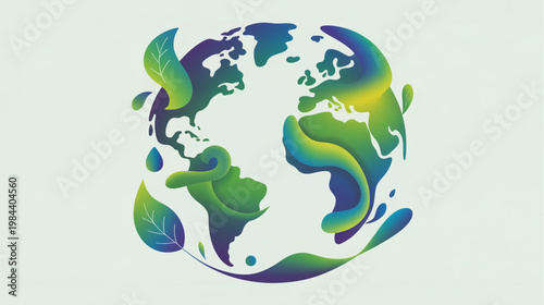 Eco globe vector, green earth illustration, colorful world map, environmental symbol
