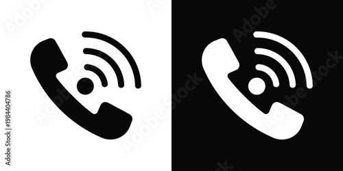 Customer service or operator icons featuring a person with a calling signal. Represents live support, telemarketing, and personal communication services.