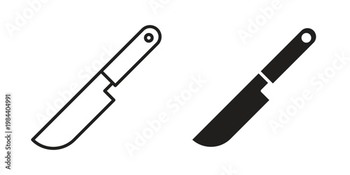 Kitchen knife icon outline and solid set. Graphic icons