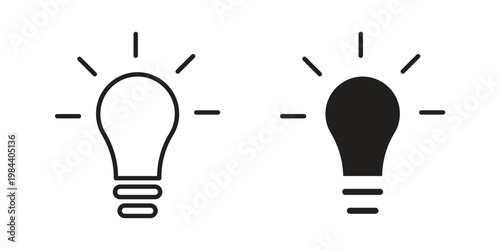 Lamp icon outline and solid set. Graphic icons