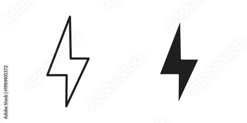 Lightning icon outline and solid set. Graphic icons