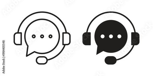 Live chat icon outline and solid set. Graphic icons