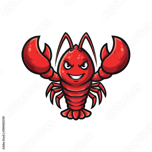 Smiling Cartoon Red Lobster Character Illustration.