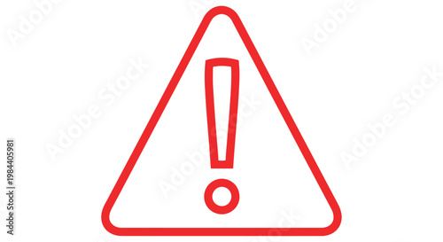 Red triangular warning sign with an exclamation mark on a white background