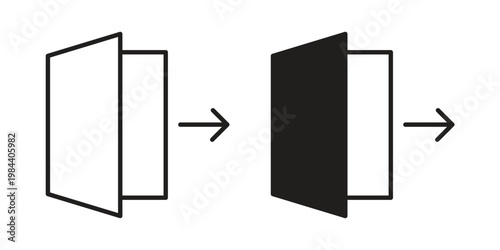 Logout icon outline and solid set. Graphic icons
