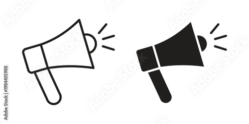 Loud Speaker icon outline and solid set. Graphic icons