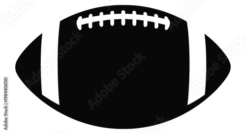 Simple black and white illustration of an american football on a white background