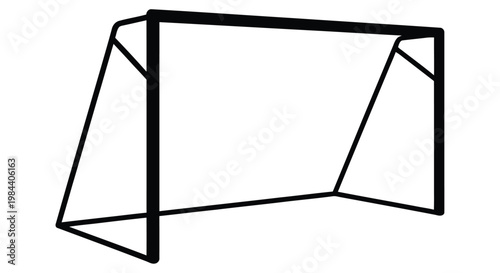 Simple black and white illustration of a soccer goalpost on a white background