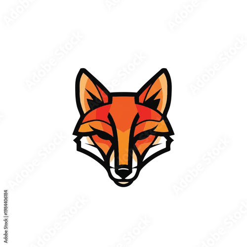 Vibrant Orange Fox Head Illustration.