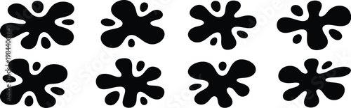 Abstract liquid blob shapes featuring organic ink splashes and fluid paint stains for modern vector illustration design use