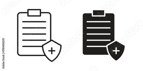 Medical insurance icon outline and solid set. Graphic icons