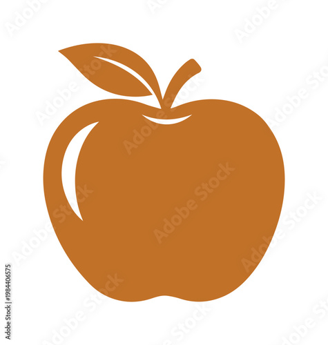 Stylized brown apple vector icon, a simple fruit illustration for healthy eating and natural food designs, isolated graphic resource for web and print.