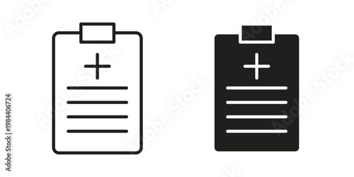 Medical report icon outline and solid set. Graphic icons