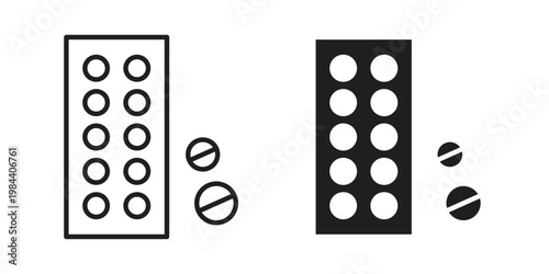 Medicine icon outline and solid set. Graphic icons