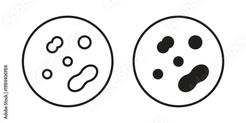 Microorganism icon outline and solid set. Graphic icons