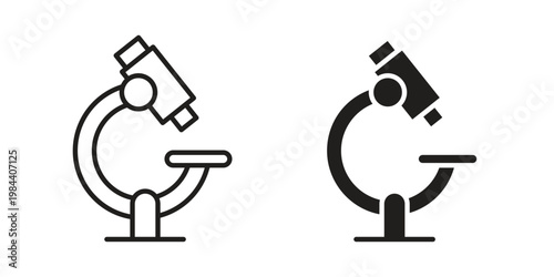Microscope icon outline and solid set. Graphic icons