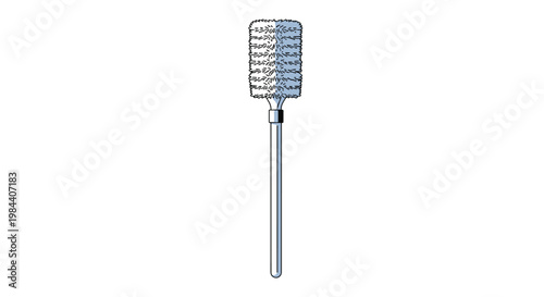 Industrial-style round cleaning brush with a long handle for bottle or pipe maintenance on a white background as an essential cleaning tool.