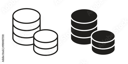 Money coin icon outline and solid set. Graphic icons