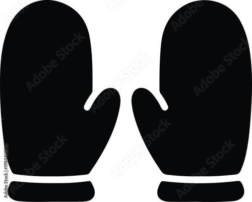 Silhouette pair of warm cozy mittens for cold winter weather seasonal accessory vector design