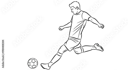 Sketch of a soccer player in motion kicking a ball during a game