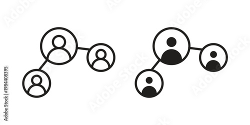 Network icon outline and solid set. Graphic icons