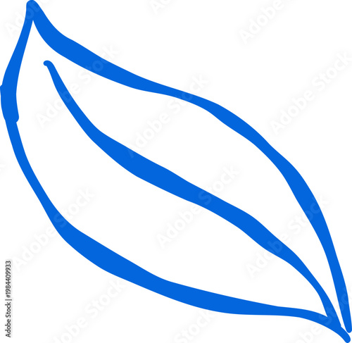 Hand drawn Green Leaf Outline Whimsical Illustration