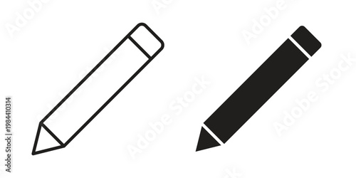 Pencil icon outline and solid set. Graphic icons