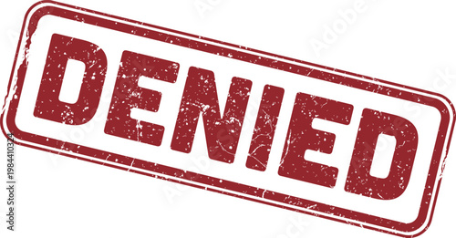 scratched red rubber stamp print with text DENIED, vector illustration