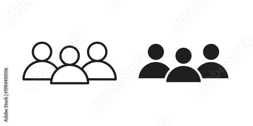 people icon outline and solid set. Graphic icons