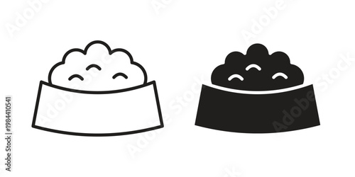 Pet food icon outline and solid set. Graphic icons