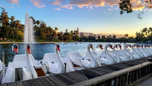 Swan Boats at Echo Park Lake.