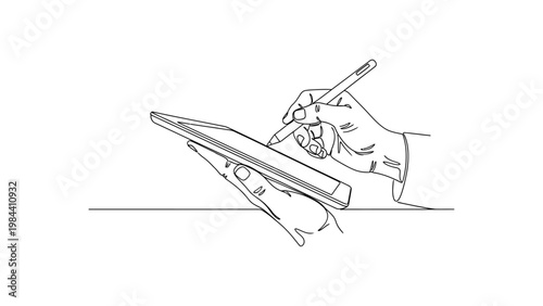 A hand drawing on a digital tablet. Continuous line style. Hand drawn. Line art. Vector design. illustration
