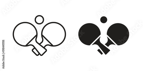 Ping pong icon outline and solid set. Graphic icons