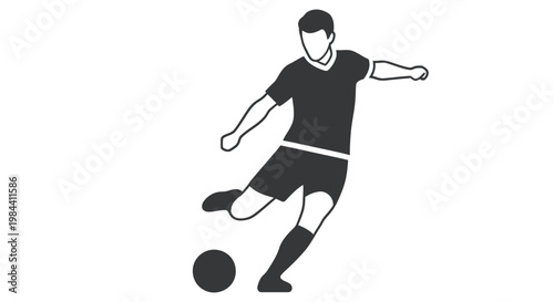 Silhouette of a soccer player kicking a ball in a dynamic pose