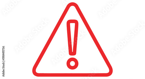 Red triangular warning sign with exclamation point on a white background