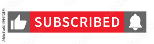 Subscribed button with like icon and notification bell social media interface banner red subscribe confirmation concept for video channel user engagement ui design
