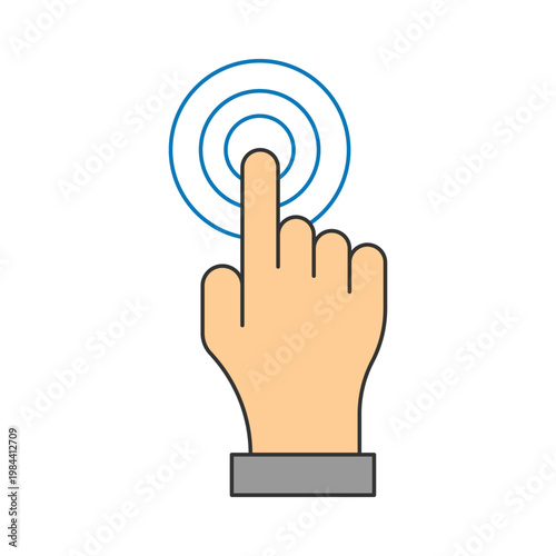 hand pointing and touching screen