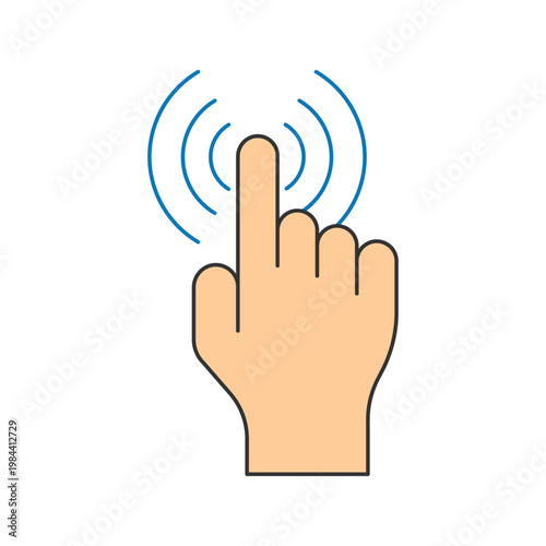 hand pointing and touching screen