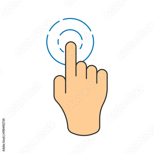 hand pointing and touching screen