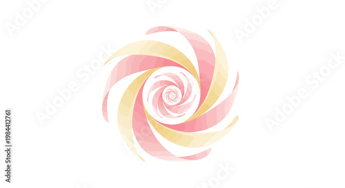 Swirling pastel candy pinwheel with a hypnotic effect on a white background, visually captivating and sweet