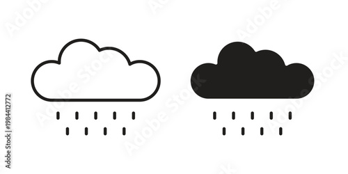Rain icon outline and solid set. Graphic icons