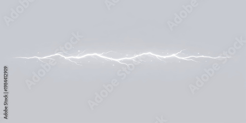 Lightning flashing across a blue sky with clouds and airplane trails creating a dramatic scene